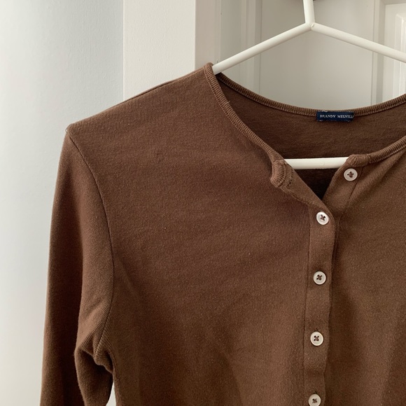 Brandy Melville BROWN Veronica cardigan top🤎 - Picture 2 of 3